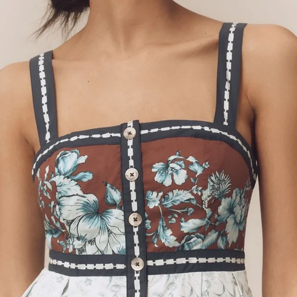 Maeve Blue and White Floral Midi Dress - Picture 4 of 8